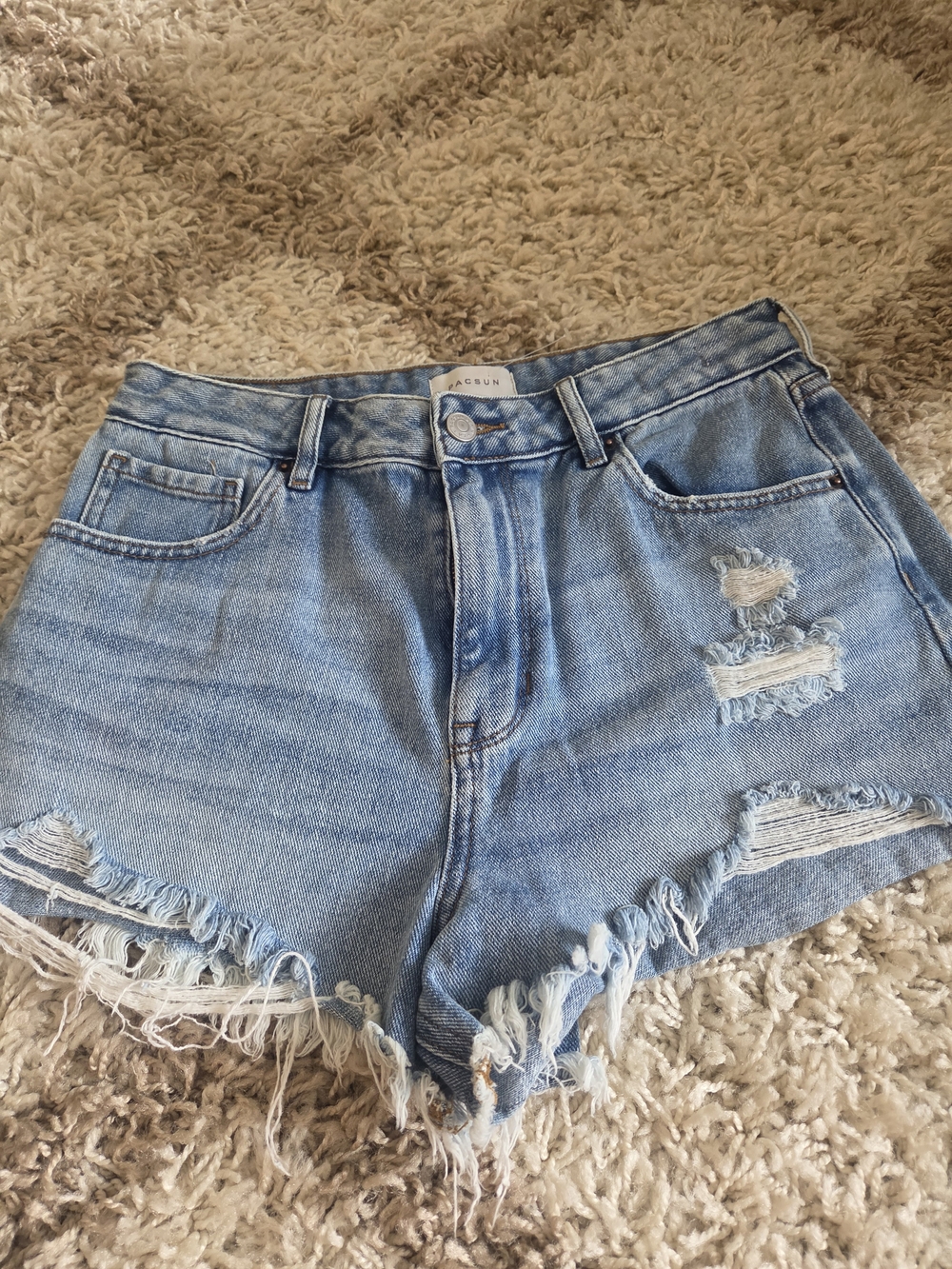 PacSun Light Wash Distressed High-Rise Denim Shorts